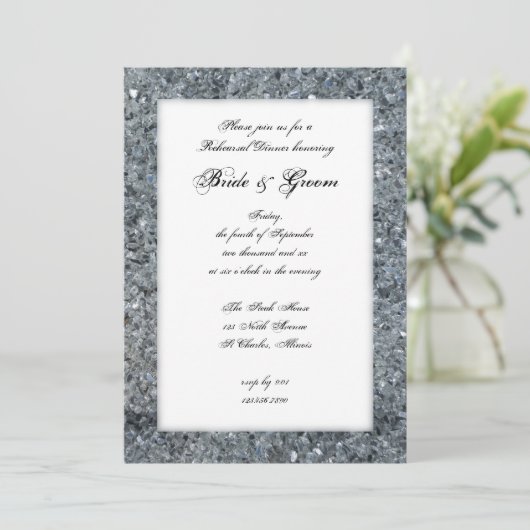 Faux Sparkle Wedding Rehearsal Dinner Uitnodiging (Staand voorkant)