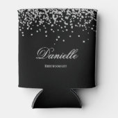 Faux Sparkly Diamond Black en White, op maat gemaa Blikjeskoeler (Voorkant)