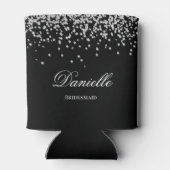 Faux Sparkly Diamond Black en White, op maat gemaa Blikjeskoeler (Achterkant)