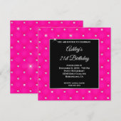Faux Sparkly Diamond Hot Pink Birthday Kaart (Voorkant / Achterkant)