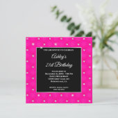 Faux Sparkly Diamond Hot Pink Birthday Kaart (Staand voorkant)