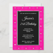 Faux Sparkly Diamond Tufted Hot Pink 21st Birthday Kaart (Voorkant)
