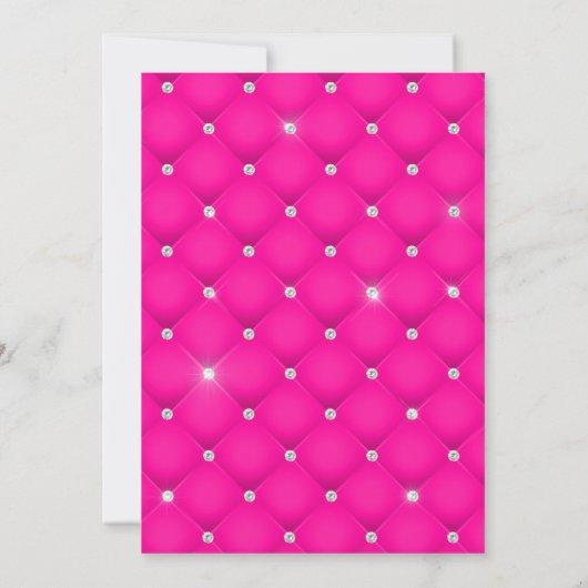 Faux Sparkly Diamond Tufted Hot Pink 21st Birthday Kaart (Achterkant)