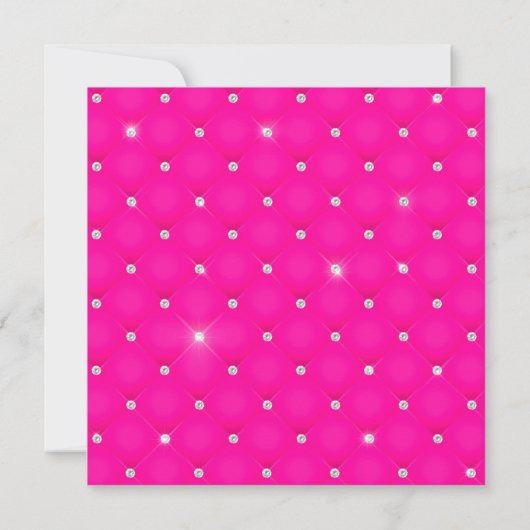 Faux Sparkly Diamond Tufted Hot Pink 21st Birthday Kaart (Achterkant)