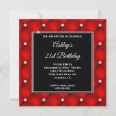 Faux Sparkly Diamond Tufted Red 21st Birthday Kaart (Voorkant)