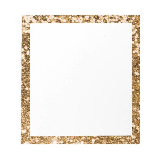Faux Sparkly Gold Glitter Border White Notitieblok (Voorkant)