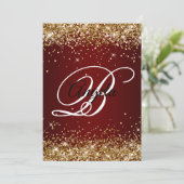 Faux Sparkly Gold Glitter Burgundy Ombre Kaart (Staand voorkant)