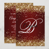 Faux Sparkly Gold Glitter Burgundy Ombre Kaart (Voorkant / Achterkant)