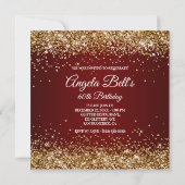 Faux Sparkly Gold Glitter Burgundy Ombre Kaart (Achterkant)