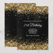 Faux Sparkly Gold Glitter Dark Grey Black Folie Kaart (Voorkant / Achterkant)