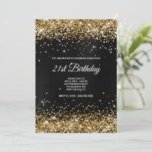 Faux Sparkly Gold Glitter Dark Grey Black Folie Kaart