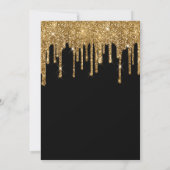 Faux Sparkly Gold Glitter Drift zwarte dag Kaart (Achterkant)