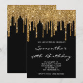 Faux Sparkly Gold Glitter Drift zwarte dag Kaart (Voorkant / Achterkant)