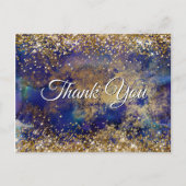 Faux Sparkly Gold Glitter Indigo Marble Hartelijk  Briefkaart (Voorkant)