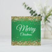 Faux Sparkly Gold Glitter-kerstgroen Kaart (Staand voorkant)
