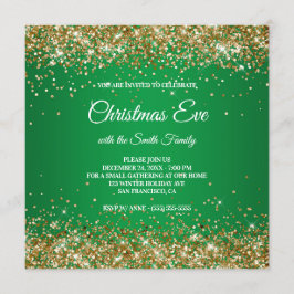 Faux Sparkly Gold Glitter-kerstgroen Kaart