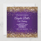 Faux Sparkly Gold Glitter Royal Paars Ombre Kaart (Achterkant)