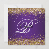 Faux Sparkly Gold Glitter Royal Paars Ombre Kaart (Voorkant)