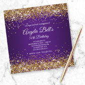 Faux Sparkly Gold Glitter Royal Paars Ombre Kaart