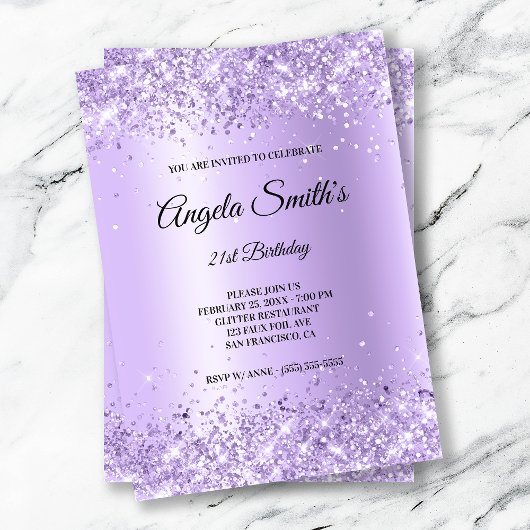 Faux Sparkly Lavender Glitter Paarse Satin Folie Kaart