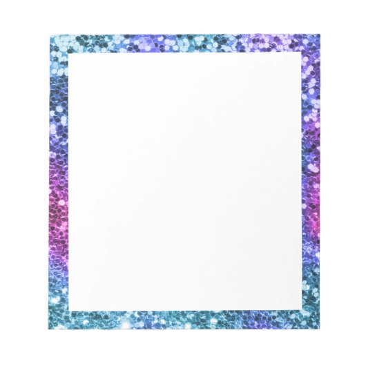 Faux Sparkly Mermaid Glitter Border White Notitieblok (Voorkant)