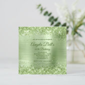 Faux Sparkly Mint Green Glitter Brushed Folie Kaart (Staand voorkant)