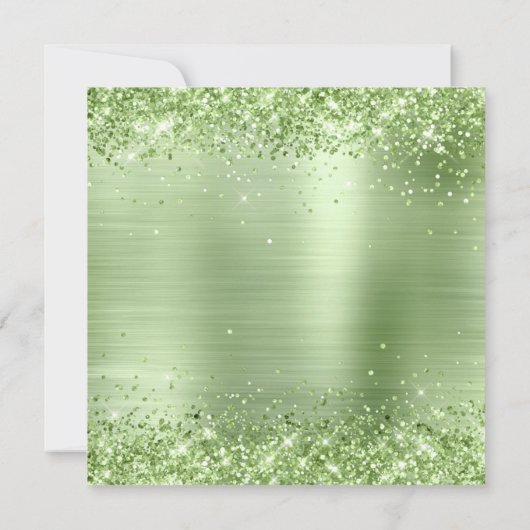 Faux Sparkly Mint Green Glitter Brushed Folie Kaart (Achterkant)