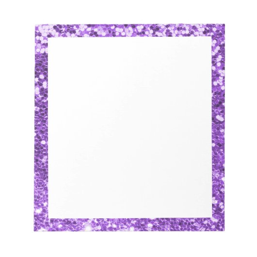 Faux Sparkly Paars Glitter Border White Notitieblok (Voorkant)