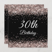 Faux Sparkly Pink Champagne Glitter Black Kaart (Voorkant / Achterkant)