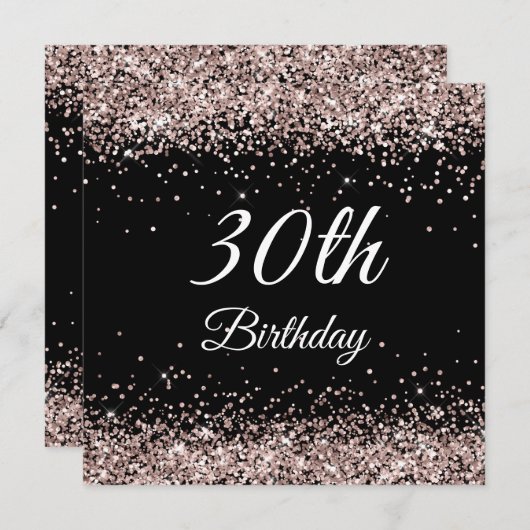 Faux Sparkly Pink Champagne Glitter Black Kaart (Voorkant / Achterkant)