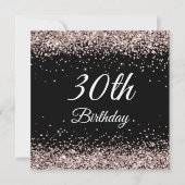 Faux Sparkly Pink Champagne Glitter Black Kaart (Voorkant)