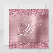 Faux Sparkly Pink Glitter and Brushed Folie Kaart (Voorkant)