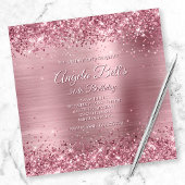 Faux Sparkly Pink Glitter and Brushed Folie Kaart