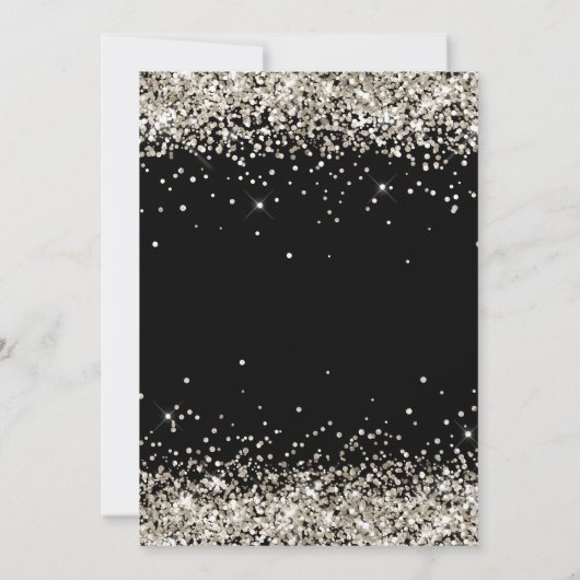 Faux Sparkly Platinum Glitter Black Kaart (Achterkant)