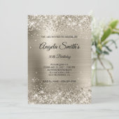 Faux Sparkly Platinum Glitter Foil 30th Birthday Kaart (Staand voorkant)