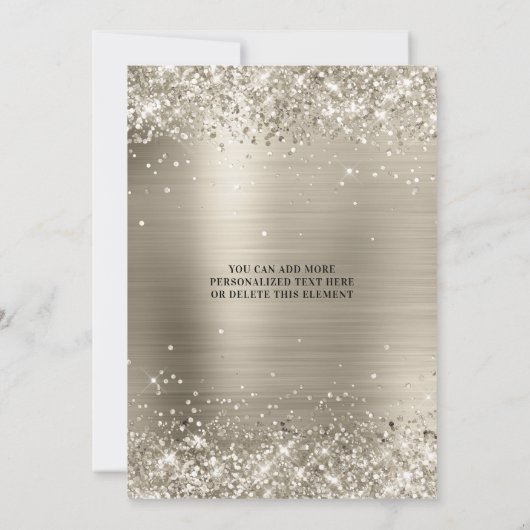 Faux Sparkly Platinum Glitter Foil 30th Birthday Kaart (Achterkant)
