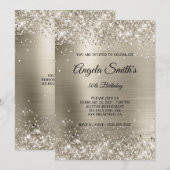 Faux Sparkly Platinum Glitter Foil 30th Birthday Kaart (Voorkant / Achterkant)