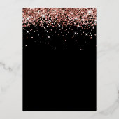 Faux Sparkly Roos Gold Glitter Black 21st Birthday Folie Uitnodiging (Achterkant)