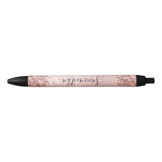 Faux Sparkly Roos Gold Glitter Blush Ombre Foil Zwarte Inkt Pen (Voorkant)