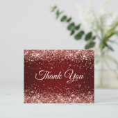Faux Sparkly Roos Gold Glitter Burgundy Hartelijk Briefkaart (Staand voorkant)