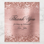 Faux Sparkly Roos Gold Glitter Folie Hartelijk dan Wijn Etiket (Enkel label)