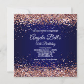 Faux Sparkly Roos Gold Glitter Monogram Navy Ombre Kaart (Achterkant)