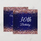 Faux Sparkly Roos Gold Glitter Navy Blue Kaart (Voorkant / Achterkant)