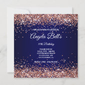 Faux Sparkly Roos Gold Glitter Navy Blue Kaart (Achterkant)
