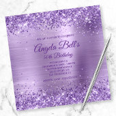 Faux Sparkly Royal Paars Glitter and Brushed Folie Kaart