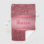 Faux sparkly roze ontwerp golfhanddoek (Insitu)