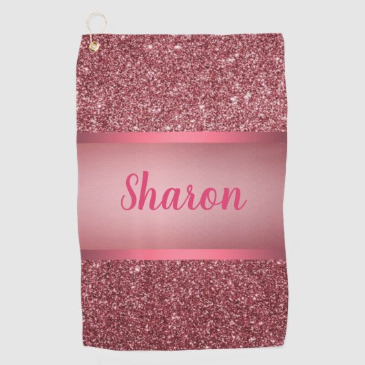 Faux sparkly roze ontwerp golfhanddoek (Voorkant)