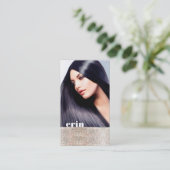 FAUX Sparkly Sequins Hair Stylist Salon-fotokaart Visitekaartje (Staand voorkant)