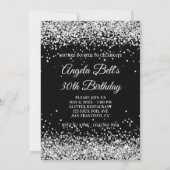 Faux Sparkly Silver Glitter Black 30th Birthday Kaart (Achterkant)
