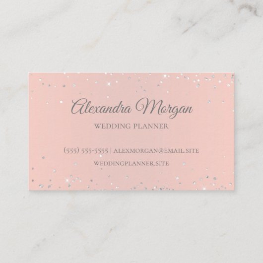 Faux Sparkly Silver Glitter Blush Visitekaartje (Achterkant)